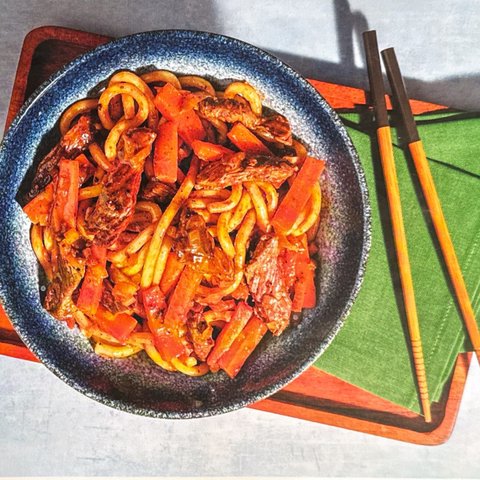 Asian Beef Strip Noodles with Sweet Asian Sauce