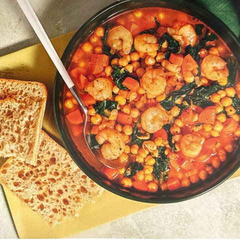 Chickpea and Garlic Prawn Estofado