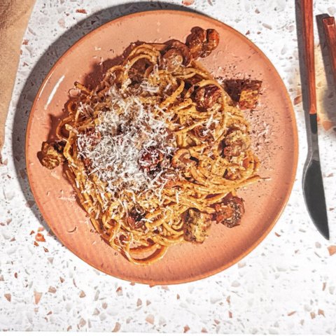Chorizo and Mushroom Pasta with Creamy Cheese Sauce
