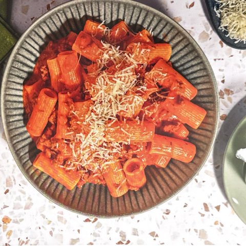 Creamy Beef and Pork Ragu with Cheese and Red Wine