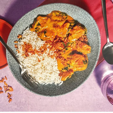 Tandoori Chicken Masala with Spinach and Rice