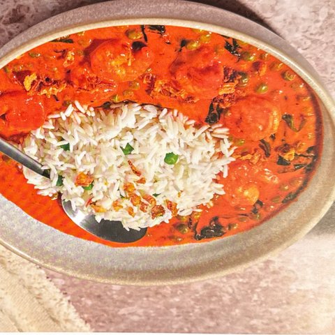 Tandoori Prawn Masala Curry with Basmati Green Pea Rice