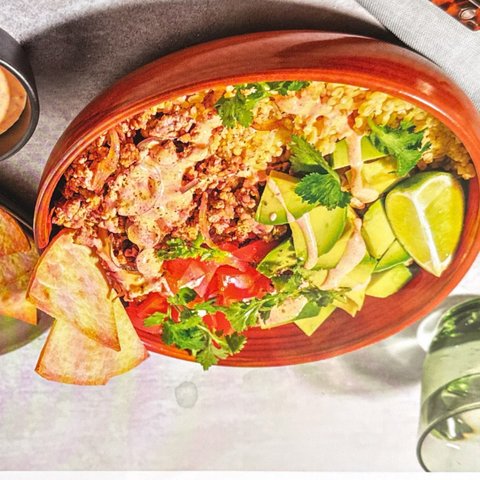 Tex-Mex Style Turkey Mince Bulgur Bowl with Coriander and Creamy Avocado
